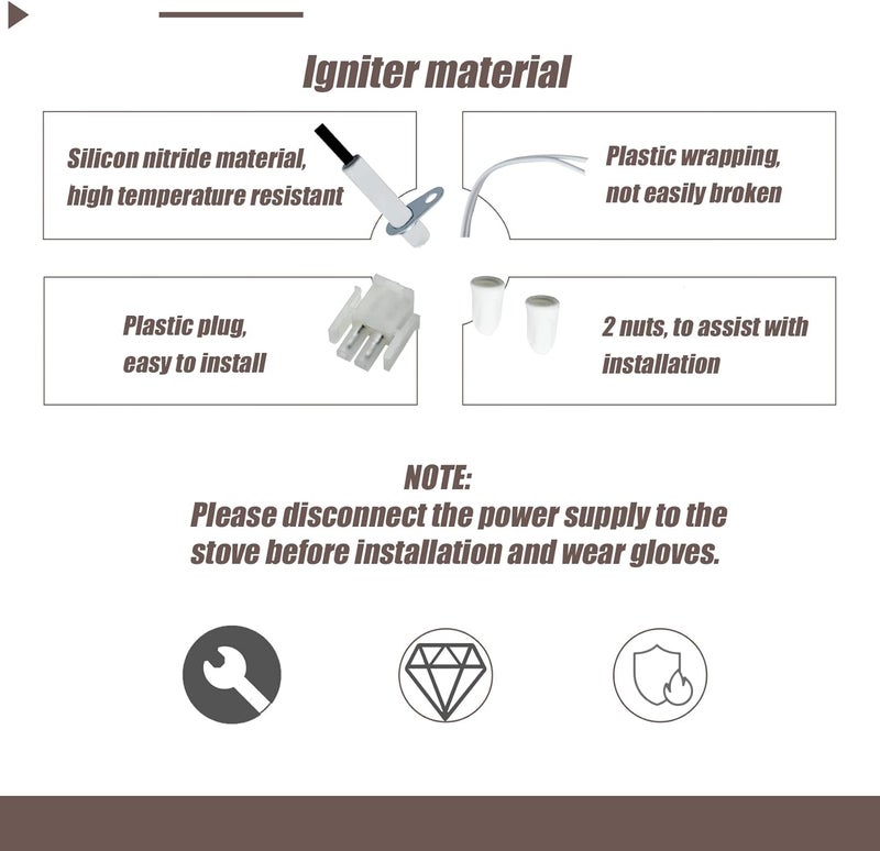 Nexjy 0130F00008S Furnace Hot Surface Ignitor Compatible with Goodman, Janitrol, Amana, Janitrol Gas Furnace, 0130F00008S Silicon Nitride Igniter Replace For 0130F00008 789-707A1 SSN084KS Ceramic Nuts. - Image 3